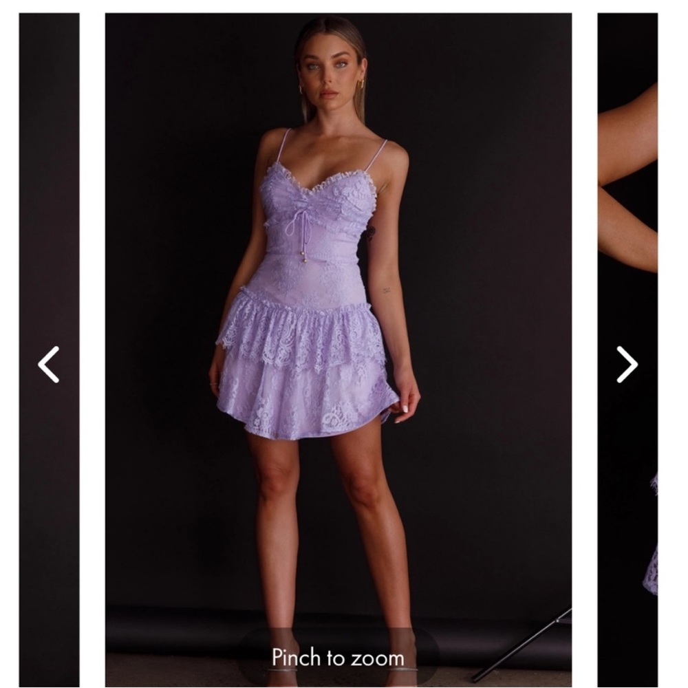 Selfie Leslie St. Tropez Cami Strap Frill Trim Lace Mini Dress